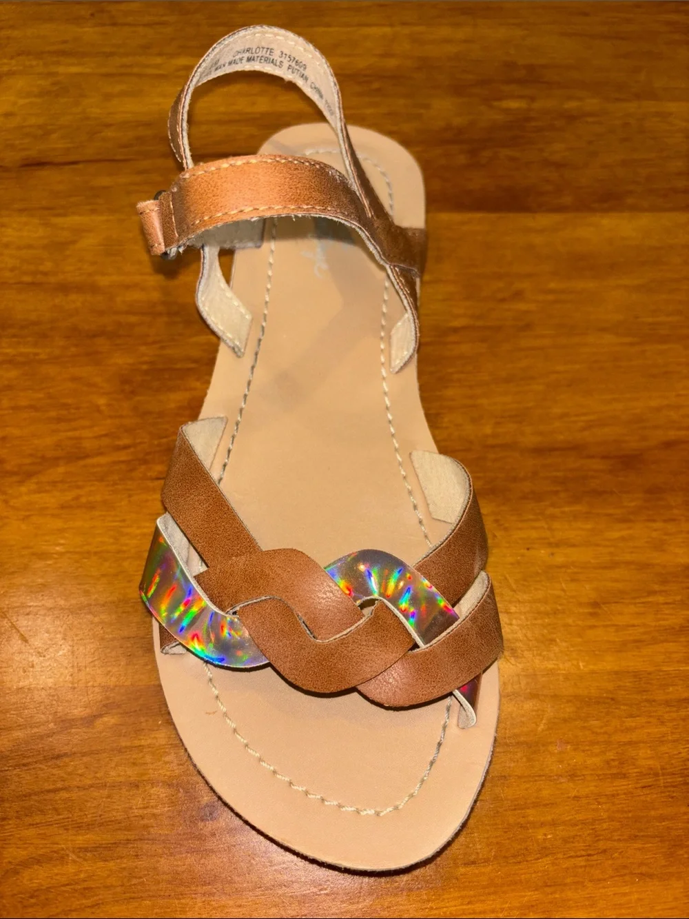 CROWN VINTAGE GIRLS SANDALS EUC SIZE 4 CHARLOTTE BROWN IRIDESCENT STRAPPY BOHO🤎